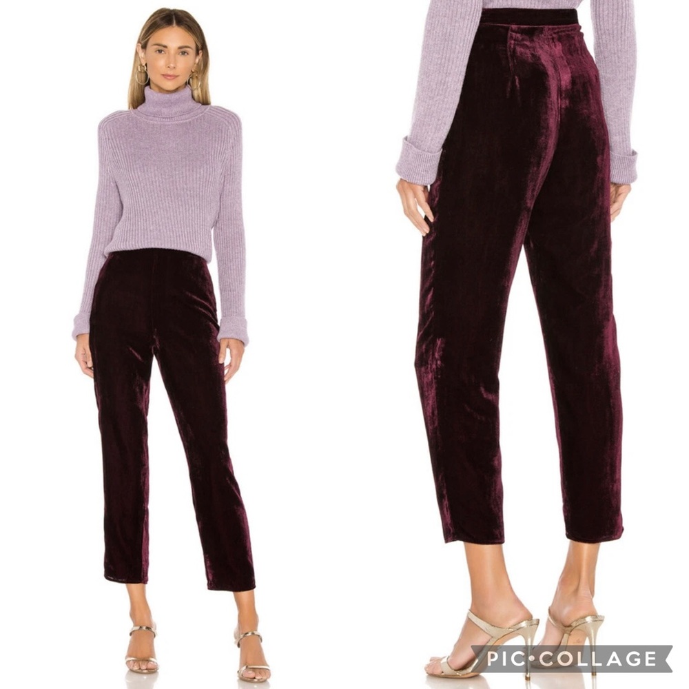 House of Harlow 1960 x REVOLVE Kate Ankle Pants Red Wine Velvet Sz S Whimsigoth